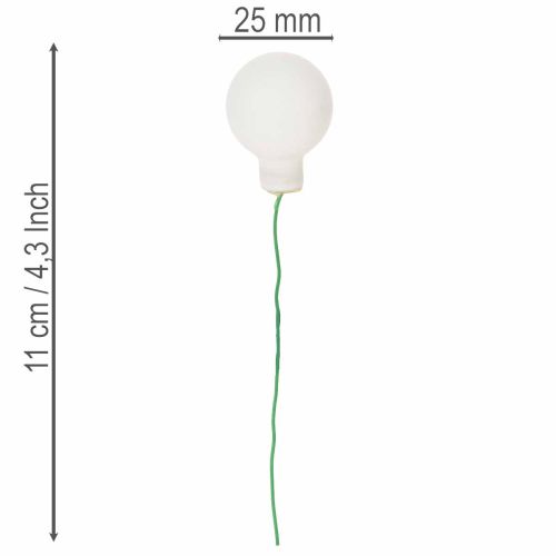 Mirrored berry mini glass balls on wire, white, 25mm, 140 pieces | Floristik24.ie
