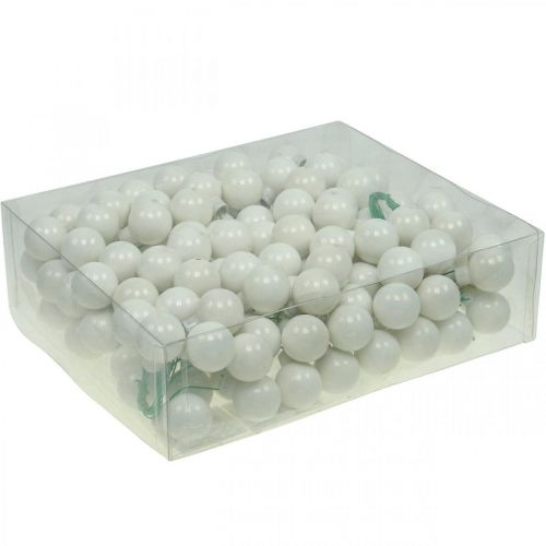 Product Mini Christmas balls white glass mirror berries Ø25mm 140p