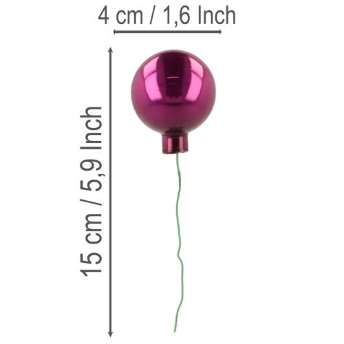 Mini Christmas baubles on wire, mirrored berries, colorful, 40mm, 32 pieces | Floristik24.ie