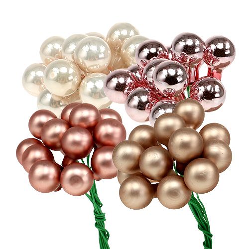 Floristik24 Mirror berries cream-pink mix 15mm 140p