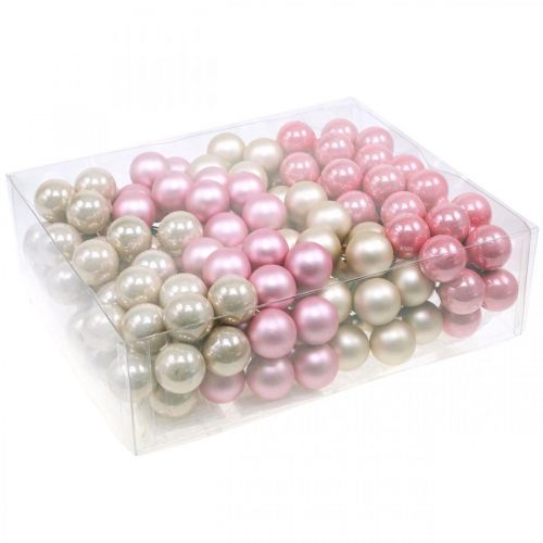 Floristik24 Mini Christmas balls on wire glass Ø25mm pink 140 pcs