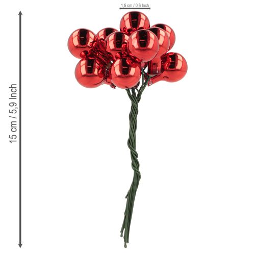 Product Mirror Berries Red Matt, Glossy Ø1.5cm 140 pcs
