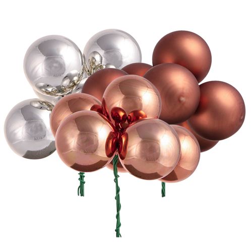 Product Christmas Baubles on Wire Glass Apricot Silver Ø40mm 32pcs