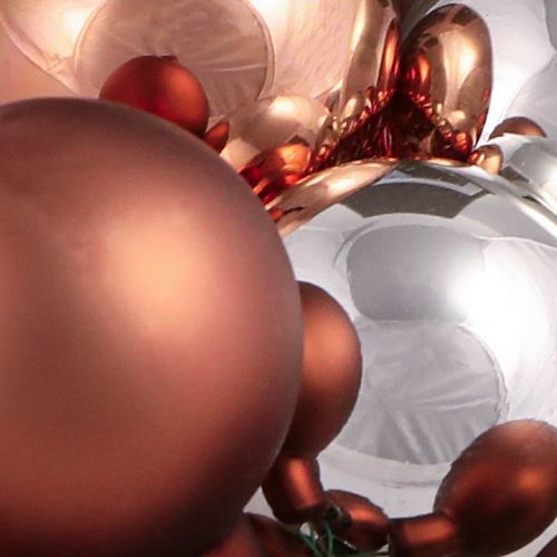 Product Christmas Baubles on Wire Glass Apricot Silver Ø40mm 32pcs