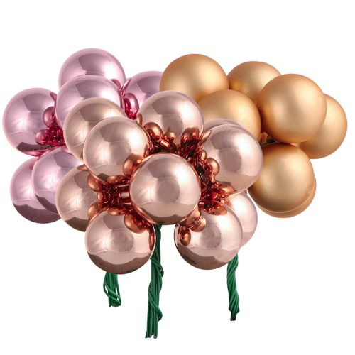 Product Christmas Baubles on Wire Glass Apricot Pink 25mm 140pcs