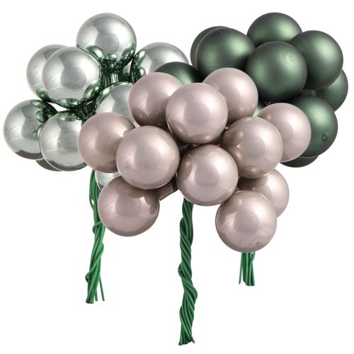Floristik24 Christmas Baubles Green Mother of pearl Grey 20mm 140pcs