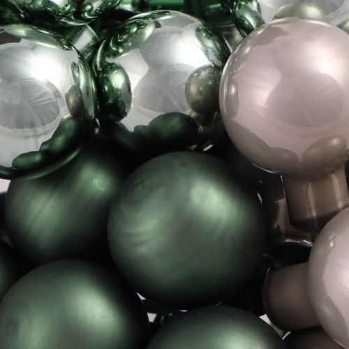 Floristik24 Christmas Baubles Green Mother of pearl Grey 20mm 140pcs