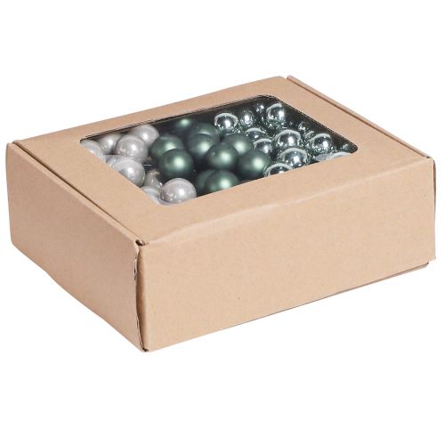 Floristik24 Christmas Baubles Green Mother of pearl Grey 20mm 140pcs