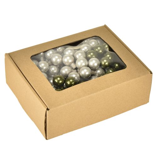 Product Mirror Berries Christmas Baubles Green Silver Ø20mm 140pcs