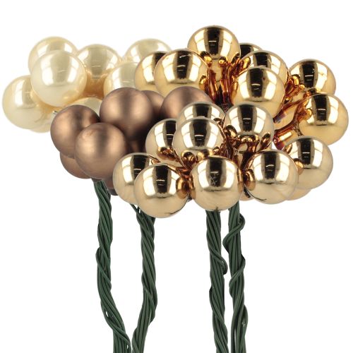 Floristik24 Mirror berries Ø1.5cm brown-gold 140 pcs