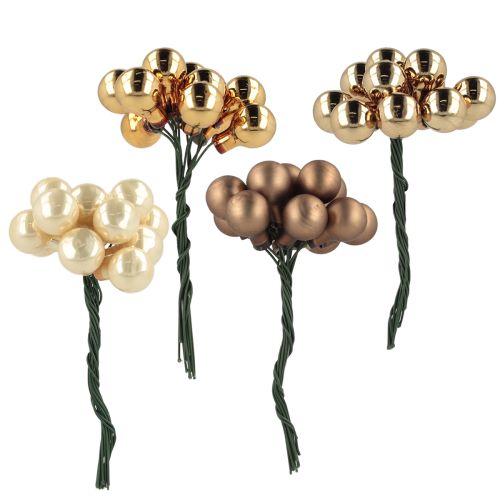 Product Mirror berries Ø1.5cm brown-gold 140 pcs