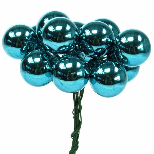 Floristik24 Christmas decoration mirror berries glass turquoise Ø2cm 144p