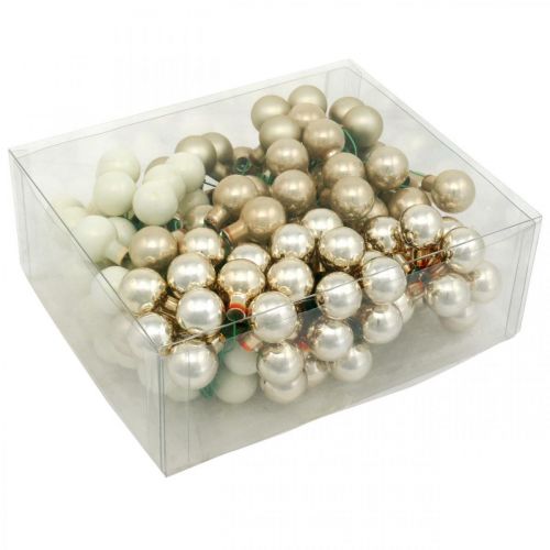 Product Mini Christmas Ball Cream, Beige Mirror Berries Ø20mm 140 pcs
