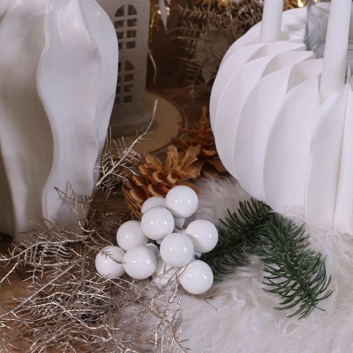 Mirror berries Ø2cm white matt, glossy 140 pcs | Floristik24.ie