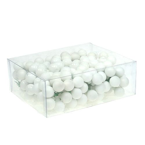 Floristik24 Mirror berries Ø2cm white matt, glossy 140 pcs