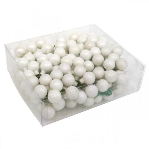Product Mini Christmas Ball White Marbled Mirror Berries Ø20mm 140 pcs
