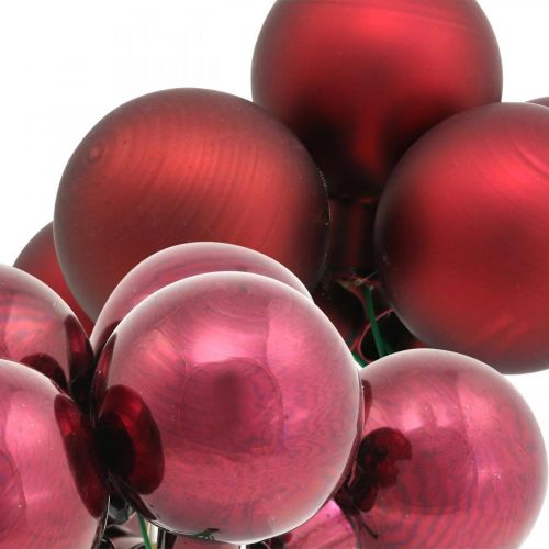 Product Mini Christmas ball red, pink glass mirror berries Ø40mm 32pcs