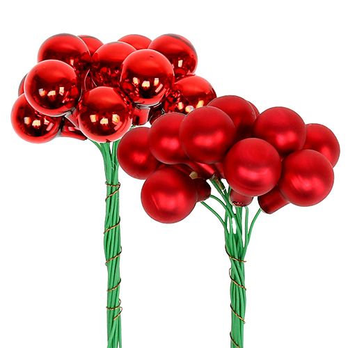 Floristik24 Mirror berries red matt, glossy Ø1.5cm 140p