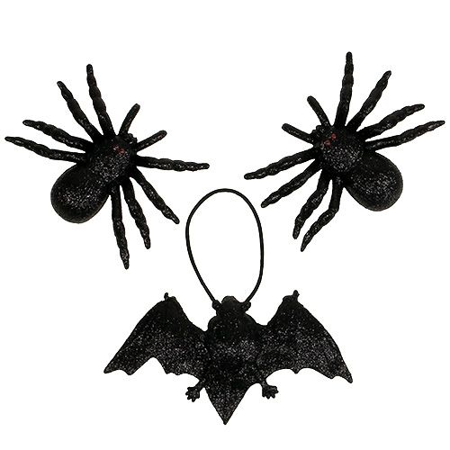 Floristik24 Spider, bat figures black 10cm, 14cm 3pcs
