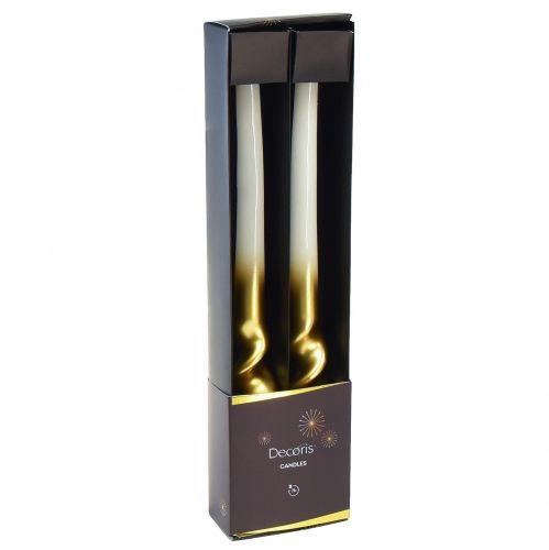Product Twisted Candles White Gold Spiral Candles Ø2cm H30cm 2 pcs