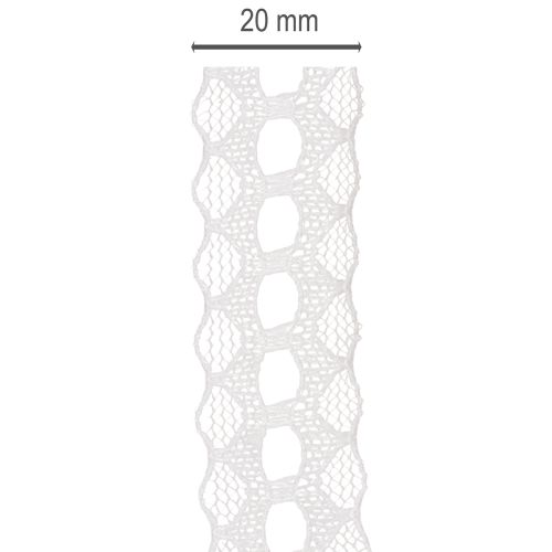 Decorative ribbon with lace, cotton, fine border, on a roll, 25mm wide, 10m long | Floristik24.ie