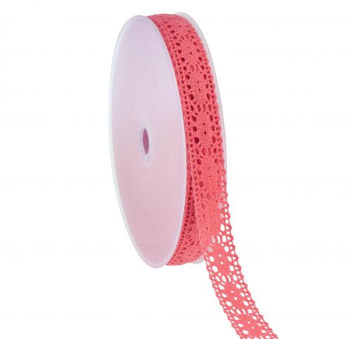 Product Lace ribbon gift ribbon pink coral 18mm 20m