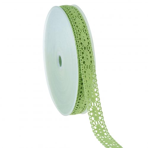 Lace ribbon decorative ribbon green W13mm 20m