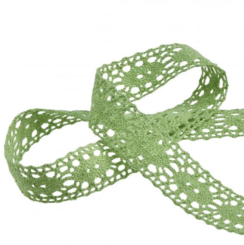 Product Lace ribbon decorative ribbon green W13mm 20m