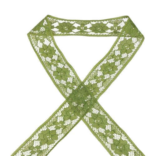 Floristik24 Lace ribbon green 25mm floral pattern decorative ribbon lace 15m