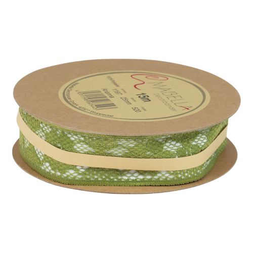 Floristik24 Lace ribbon green 25mm floral pattern decorative ribbon lace 15m