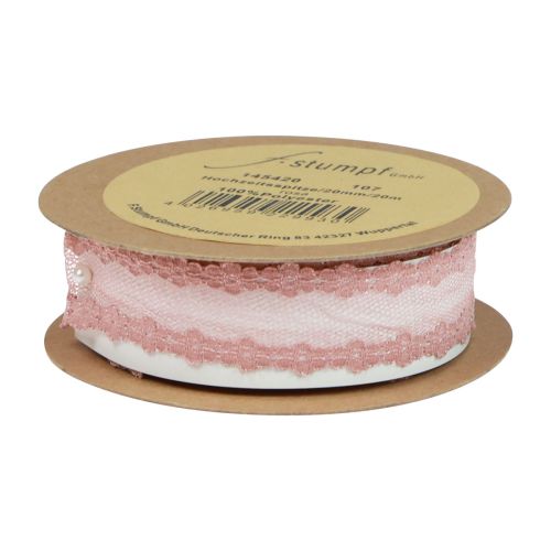 Product Lace ribbon wedding ribbon ribbon lace old pink 20mm 20m