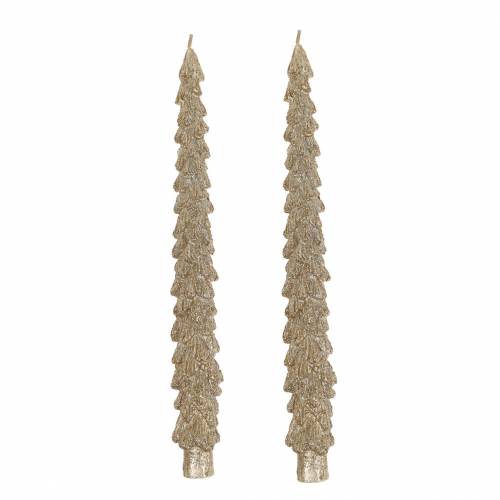 Floristik24 Tapered candles fir gold metallic 30mm × 260mm 2pcs