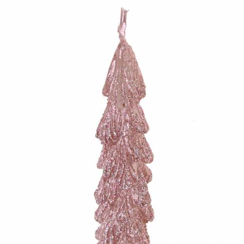 Floristik24 Tapered candles fir pink metallic 30mm × 260mm 2pcs