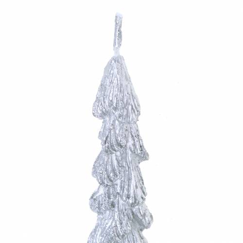 Floristik24 Tapered candles fir silver 30mm × 260mm 2pcs