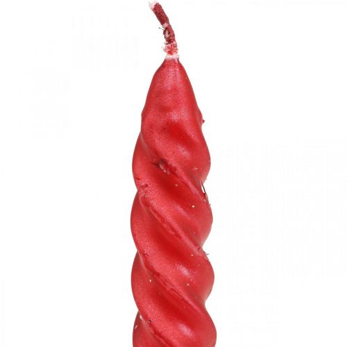 Product Taper candles twisted candles spiral candles red 24cm 2pcs
