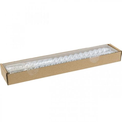 Floristik24 Taper candles twisted candles spiral candles silver 24cm 2pcs