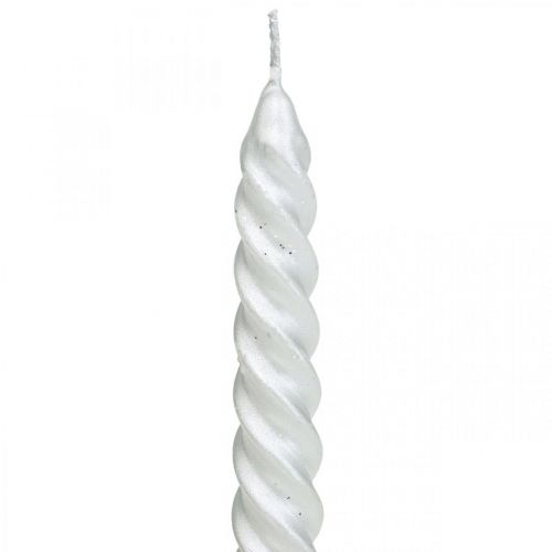 Floristik24 Taper candles twisted candles spiral candles silver 24cm 2pcs