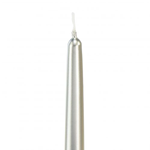 Floristik24 Taper candles silver 250/23 12pcs