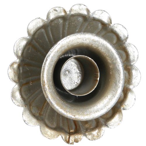 Product Taper candle holder silver antique candle holder with spike Ø8.5cm 4pcs