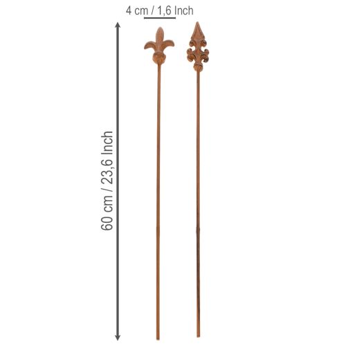Product Garden stake rustic decoration lily lance in antique design for outdoor use 60cm 2pcs