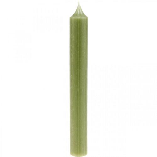 Floristik24 Taper candle green dyed wax candles 180mm/Ø21mm 6pcs