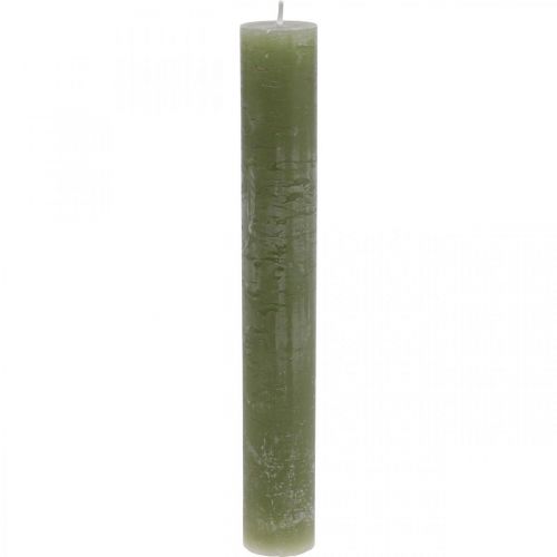 Floristik24 Solid coloured candles olive green taper candles 34×240mm 4 pcs