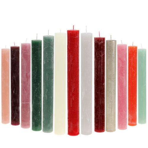 Floristik24 Stick candles colored through different colors 34mm x 240mm 4pcs