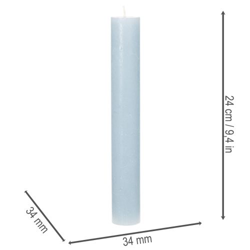 Blue taper candle for candlesticks and table decoration, 34x240mm, 4 pieces | Floristik24.ie