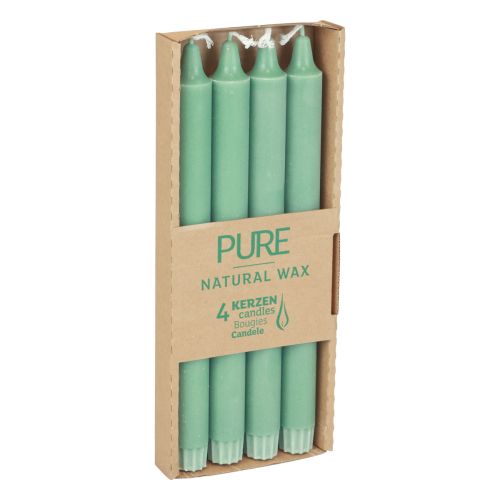 Product PURE Taper Candles Green Emerald Wenzel Candles 250/23mm 4pcs