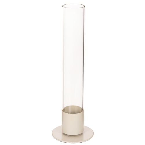 Modern taper candle holder with glass cylinder and base, 31cm buy online | Floristik24.ie