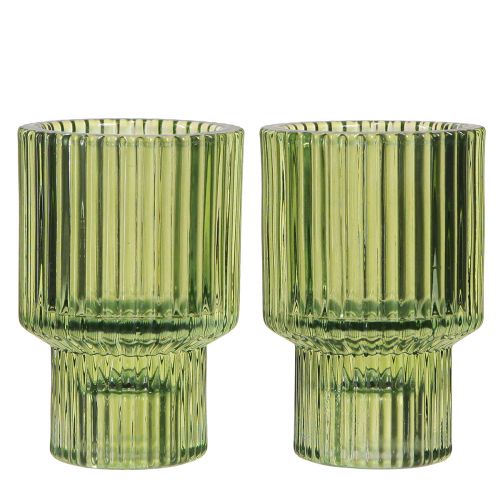 Product Glass Tealight Holder Green H8cm 4 Pcs