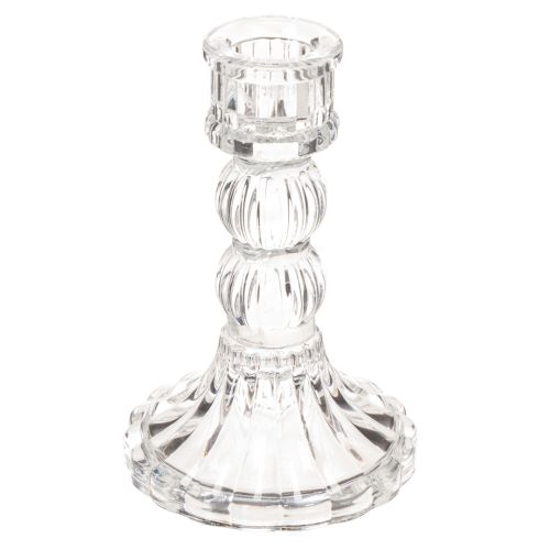 Transparent candle holder, classic design, table decoration, 12cm, 2 pieces
