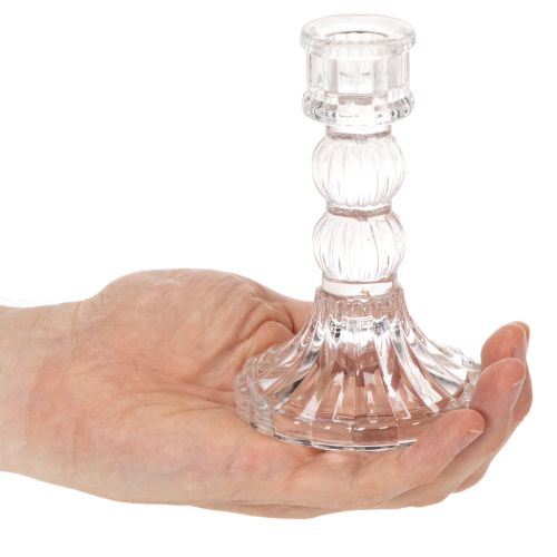 Transparent candle holder, classic design, table decoration, 12cm, 2 pieces | Floristik24.ie