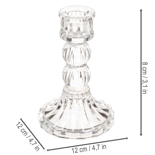 Transparent candle holder, classic design, table decoration, 12cm, 2 pieces | Floristik24.ie